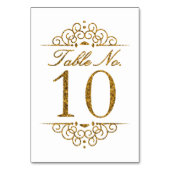 Gold Glitter Effect Wedding Table Number Kaart (10 (Voorkant)