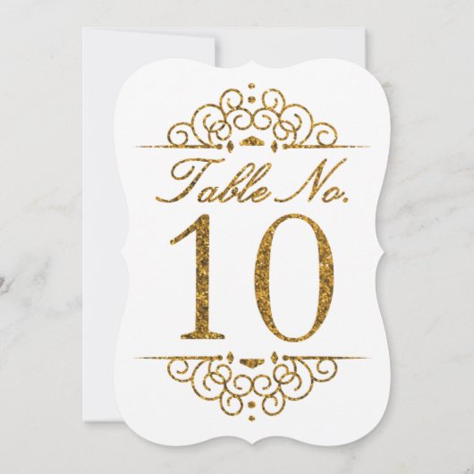 Gold Glitter Effect Wedding Table Number Kaart (10 (Achterkant)