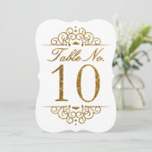Gold Glitter Effect Wedding Table Number Kaart (10 (Staand voorkant)