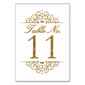 Gold Glitter Effect Wedding Table Number Kaart (11 (Voorkant)