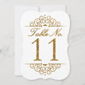 Gold Glitter Effect Wedding Table Number Kaart (11 (Voorkant)