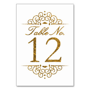 Gold Glitter Effect Wedding Table Number Kaart (12