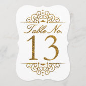 Gold Glitter Effect Wedding Table Number Kaart (13 (Achterkant)