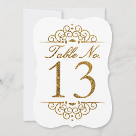 Gold Glitter Effect Wedding Table Number Kaart (13