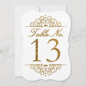 Gold Glitter Effect Wedding Table Number Kaart (13 (Achterkant)