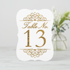 Gold Glitter Effect Wedding Table Number Kaart (13