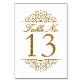 Gold Glitter Effect Wedding Table Number Kaart (13 (Voorkant)