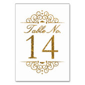 Gold Glitter Effect Wedding Table Number Kaart (14 (Voorkant)