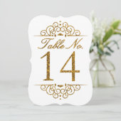 Gold Glitter Effect Wedding Table Number Kaart (14 (Staand voorkant)
