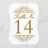 Gold Glitter Effect Wedding Table Number Kaart (14 (Achterkant)