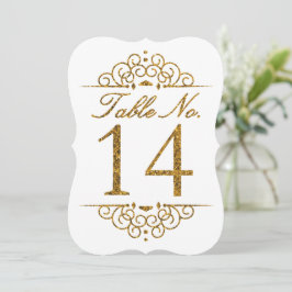 Gold Glitter Effect Wedding Table Number Kaart (14