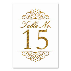 Gold Glitter Effect Wedding Table Number Kaart (15