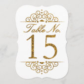 Gold Glitter Effect Wedding Table Number Kaart (15 (Achterkant)