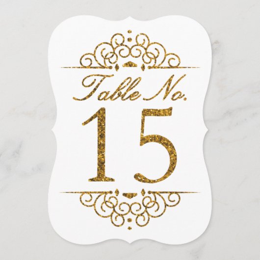 Gold Glitter Effect Wedding Table Number Kaart (15 (Achterkant)