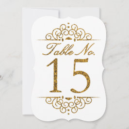 Gold Glitter Effect Wedding Table Number Kaart (15
