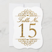 Gold Glitter Effect Wedding Table Number Kaart (15 (Achterkant)