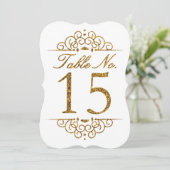 Gold Glitter Effect Wedding Table Number Kaart (15 (Staand voorkant)