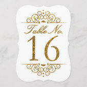 Gold Glitter Effect Wedding Table Number Kaart (16 (Achterkant)