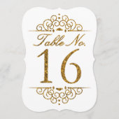 Gold Glitter Effect Wedding Table Number Kaart (16 (Voorkant)