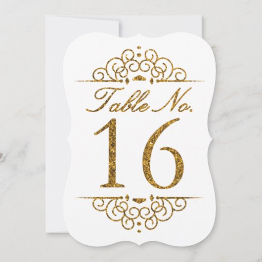 Gold Glitter Effect Wedding Table Number Kaart (16 (Achterkant)