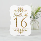 Gold Glitter Effect Wedding Table Number Kaart (16 (Staand voorkant)