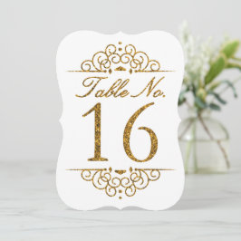 Gold Glitter Effect Wedding Table Number Kaart (16