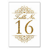 Gold Glitter Effect Wedding Table Number Kaart (16 (Voorkant)
