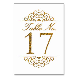 Gold Glitter Effect Wedding Table Number Kaart (17