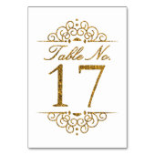 Gold Glitter Effect Wedding Table Number Kaart (17 (Voorkant)