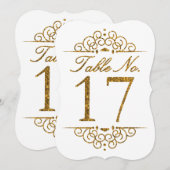 Gold Glitter Effect Wedding Table Number Kaart (17 (Voorkant / Achterkant)