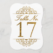 Gold Glitter Effect Wedding Table Number Kaart (17 (Voorkant)