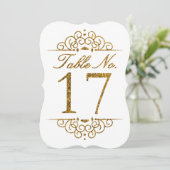 Gold Glitter Effect Wedding Table Number Kaart (17 (Staand voorkant)