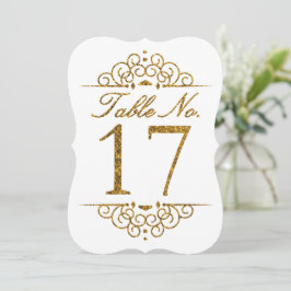 Gold Glitter Effect Wedding Table Number Kaart (17