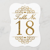 Gold Glitter Effect Wedding Table Number Kaart (18 (Achterkant)