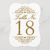 Gold Glitter Effect Wedding Table Number Kaart (18 (Voorkant)