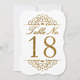 Gold Glitter Effect Wedding Table Number Kaart (18