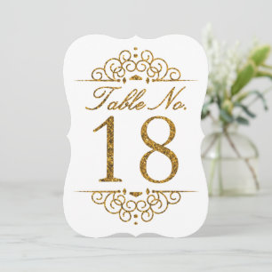 Gold Glitter Effect Wedding Table Number Kaart (18