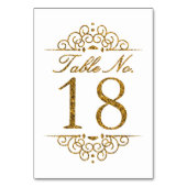 Gold Glitter Effect Wedding Table Number Kaart (18 (Achterkant)
