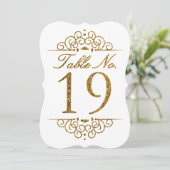 Gold Glitter Effect Wedding Table Number Kaart (19 (Staand voorkant)