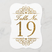 Gold Glitter Effect Wedding Table Number Kaart (19 (Achterkant)