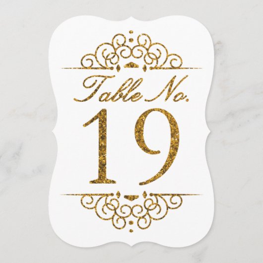 Gold Glitter Effect Wedding Table Number Kaart (19 (Achterkant)