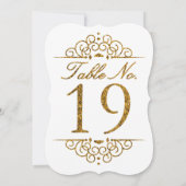 Gold Glitter Effect Wedding Table Number Kaart (19 (Achterkant)