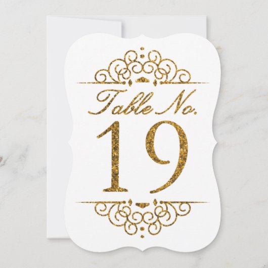 Gold Glitter Effect Wedding Table Number Kaart (19 (Achterkant)