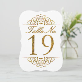 Gold Glitter Effect Wedding Table Number Kaart (19