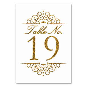 Gold Glitter Effect Wedding Table Number Kaart (19