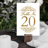 Gold Glitter Effect Wedding Table Number Kaart (20