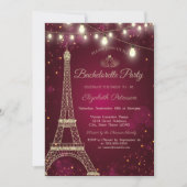 Gold Glitter Eiffel Tower, Tiara Bachelorette Part Kaart (Voorkant)
