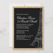 Gold Glitter Eiffel Tower Wedding Invitations Kaart (Voorkant)