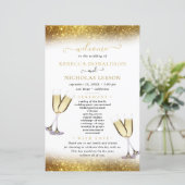 Gold Glitter Elegant Calligraphy Wedding Programme (Staand voorkant)