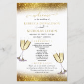 Gold Glitter Elegant Calligraphy Wedding Programme (Voorkant)